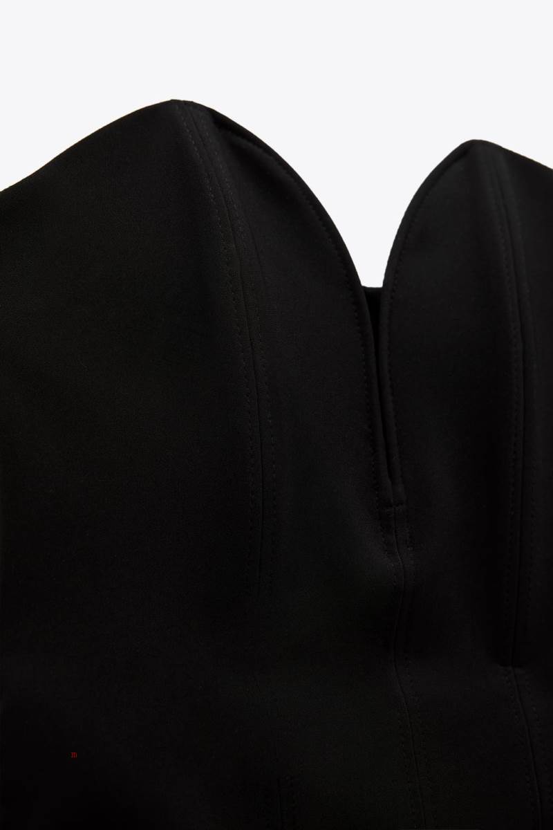 ZARA SWEETHEART NECKLINE Bodysuit Dam Svarta | LYSHP-0561