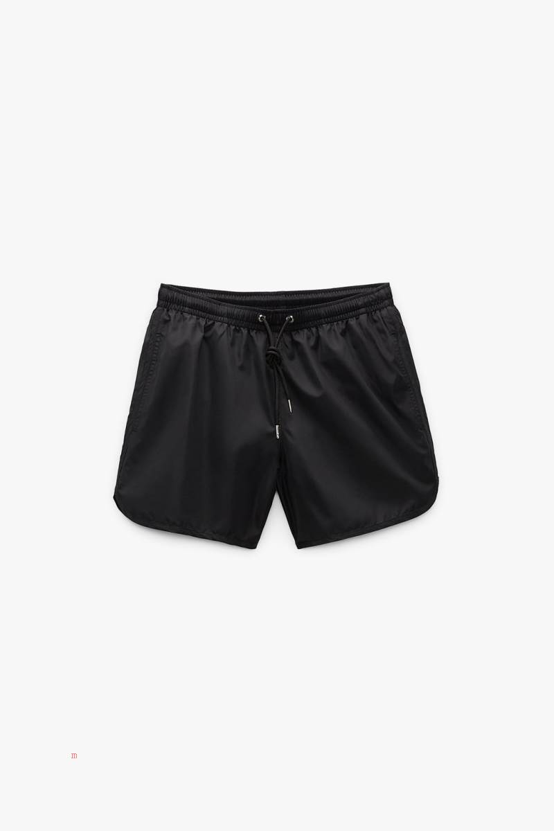 ZARA SWIMMING TRUNKS WITH TRIMS Badkläder Herr Svarta | MQKSB-3105