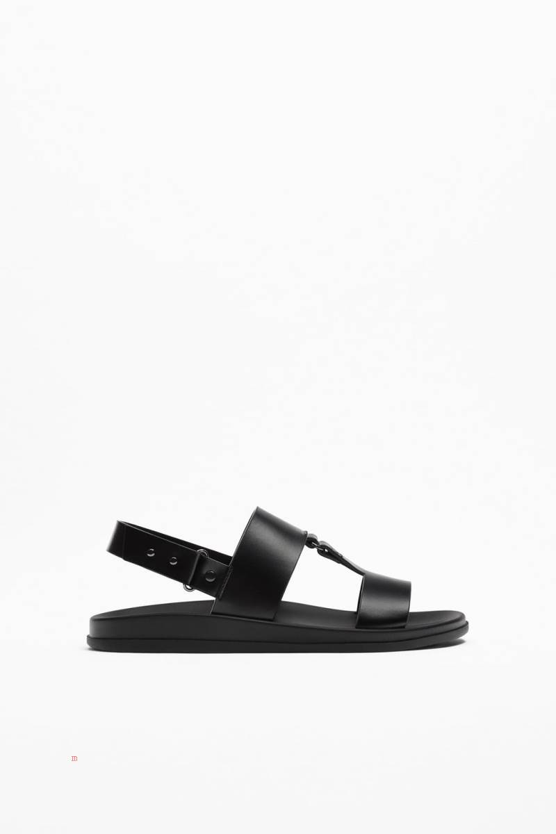 ZARA Sandals with strap Sandaler Herr Svarta | GMOYT-2563