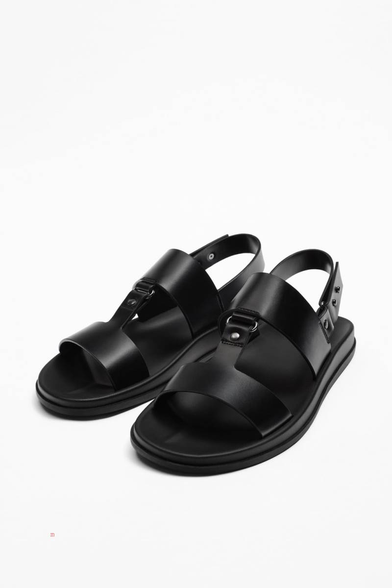 ZARA Sandals with strap Sandaler Herr Svarta | GMOYT-2563