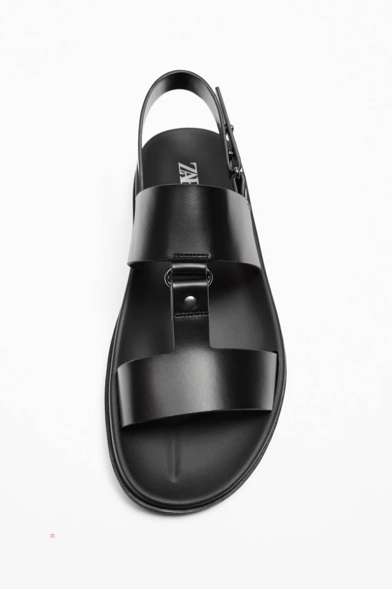 ZARA Sandals with strap Sandaler Herr Svarta | GMOYT-2563