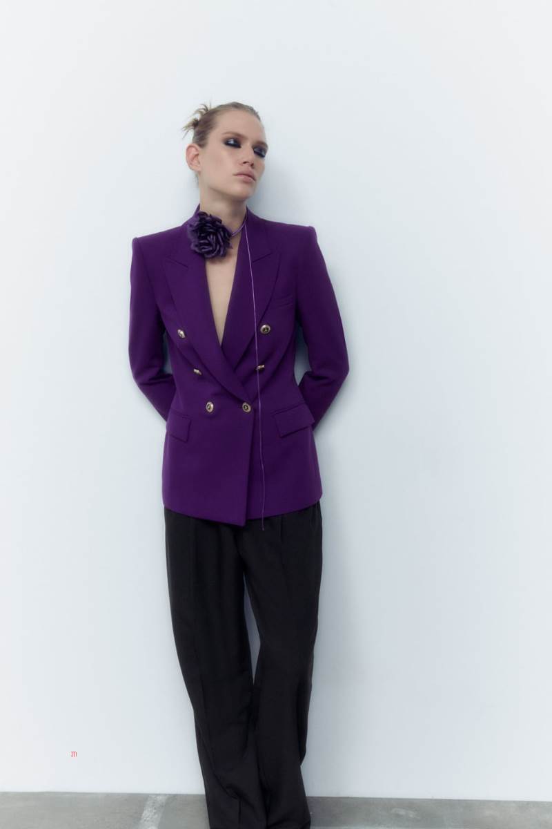 ZARA TAILORED DOUBLE-BREASTED Blazers Dam Lila | HXOAN-0985