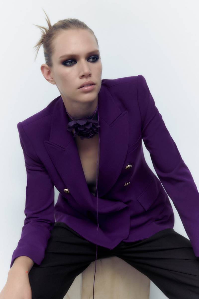 ZARA TAILORED DOUBLE-BREASTED Blazers Dam Lila | HXOAN-0985