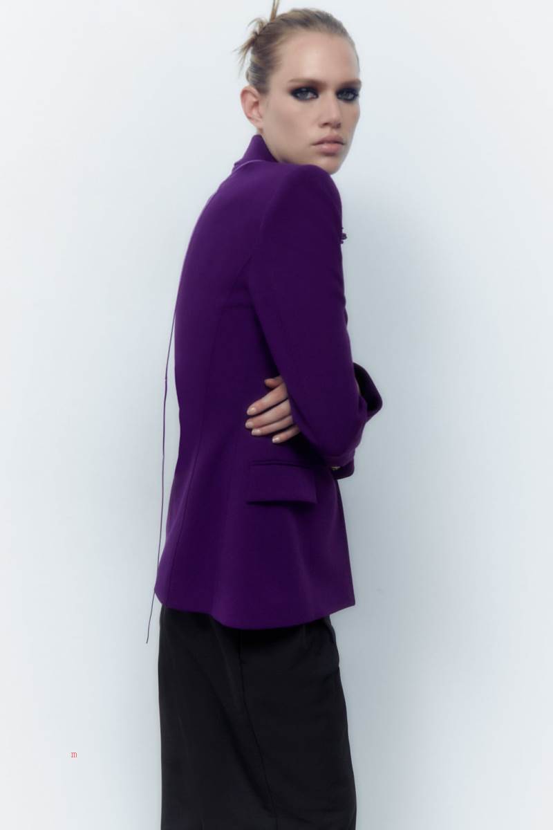 ZARA TAILORED DOUBLE-BREASTED Blazers Dam Lila | HXOAN-0985
