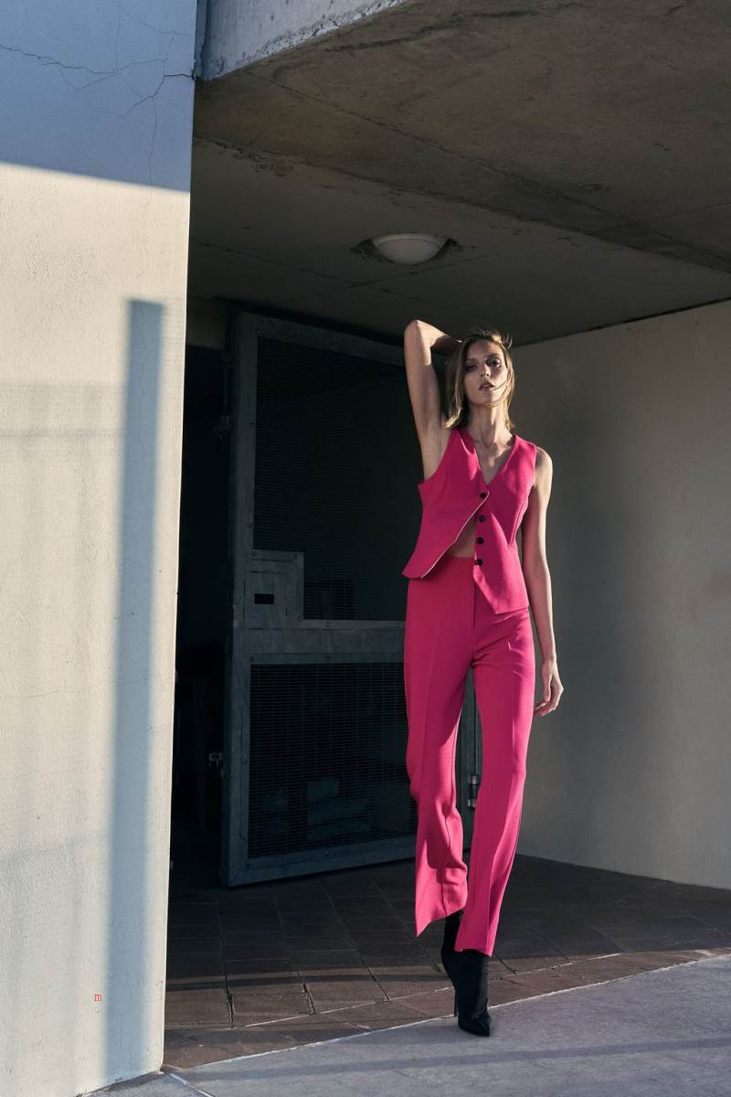 ZARA TAILORED Kostym Väst Dam Fuchsia | JZNEY-8365