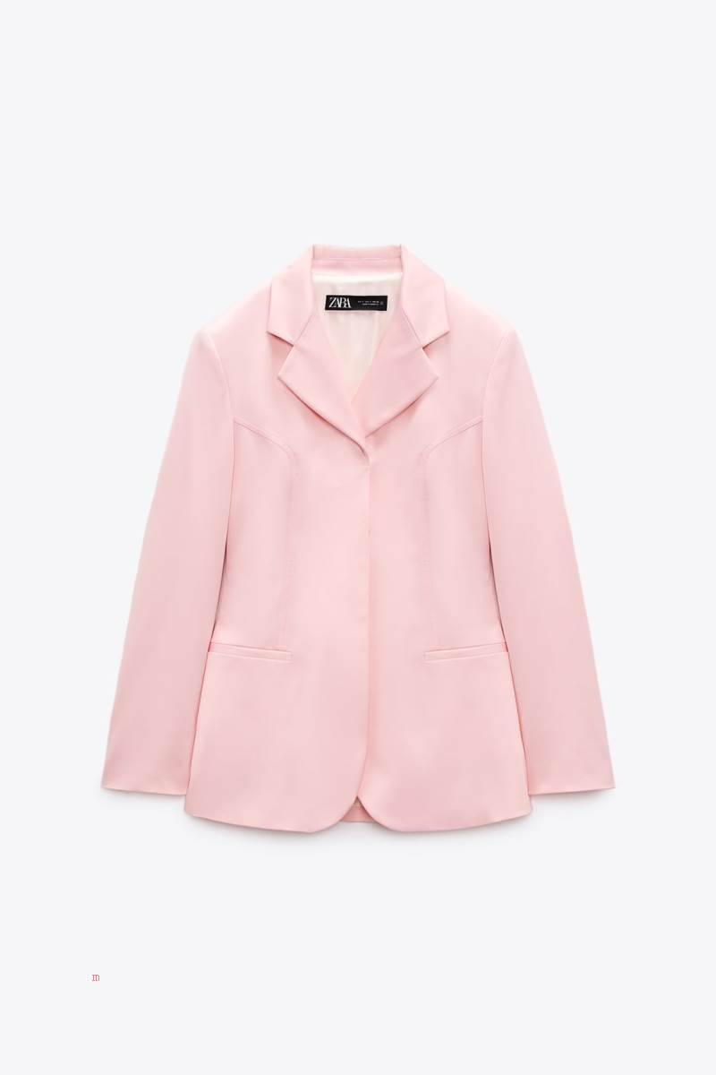 ZARA TAILORED SATIN Blazers Dam Rosa | AFJEV-8354