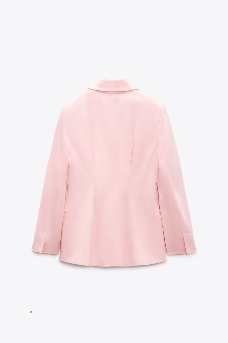 ZARA TAILORED SATIN Blazers Dam Rosa | AFJEV-8354