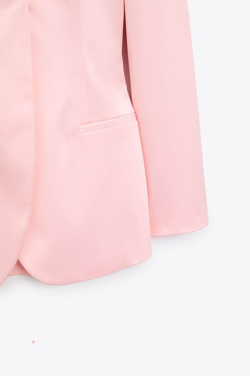 ZARA TAILORED SATIN Blazers Dam Rosa | AFJEV-8354