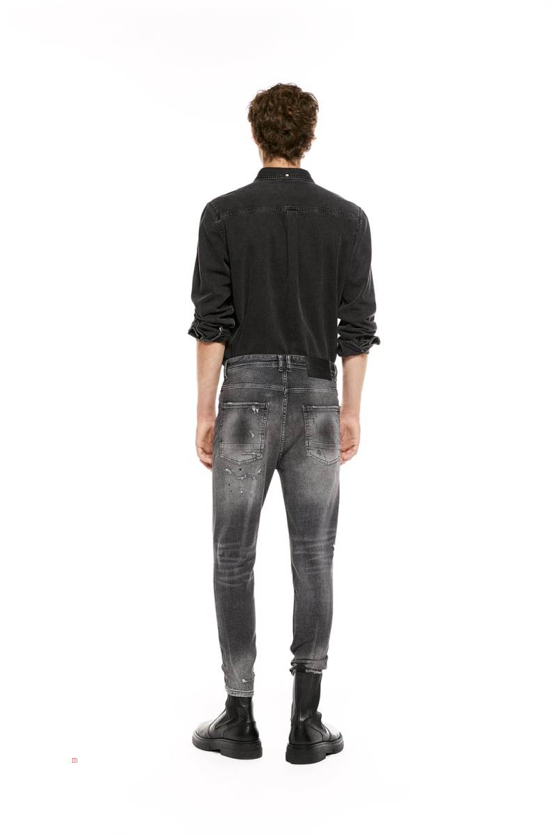 ZARA TAPERED SKINNY Jeans Herr Grå | DZHNU-7594