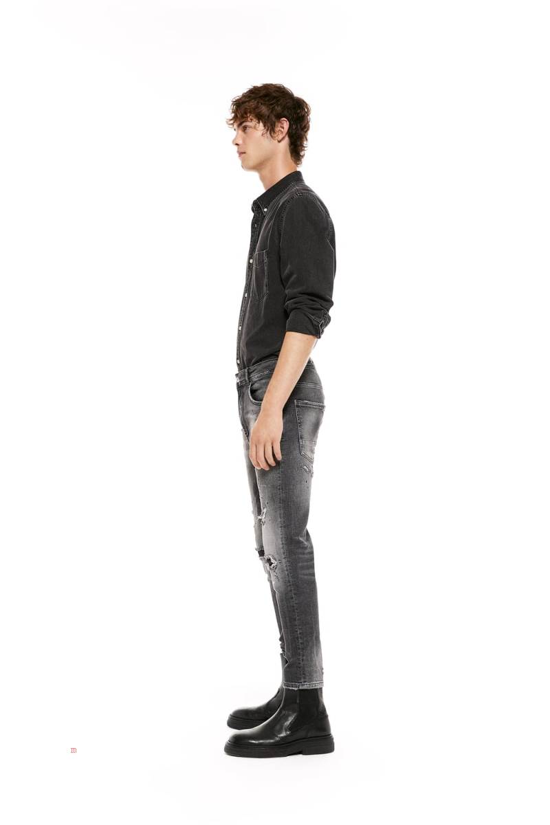 ZARA TAPERED SKINNY Jeans Herr Grå | DZHNU-7594
