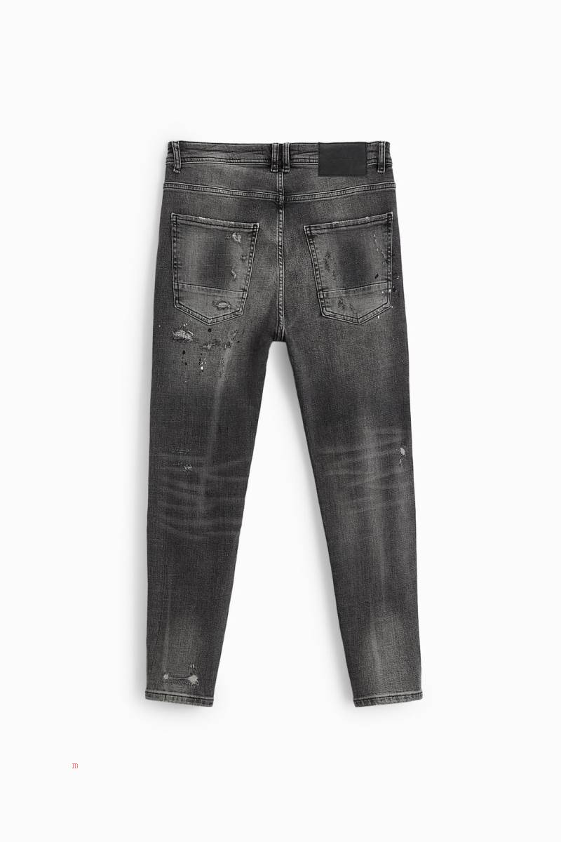 ZARA TAPERED SKINNY Jeans Herr Grå | DZHNU-7594
