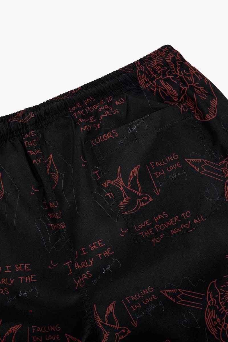 ZARA TATTOO PRINT SWIMMING TRUNKS Badkläder Herr Svarta | WVIUR-9632