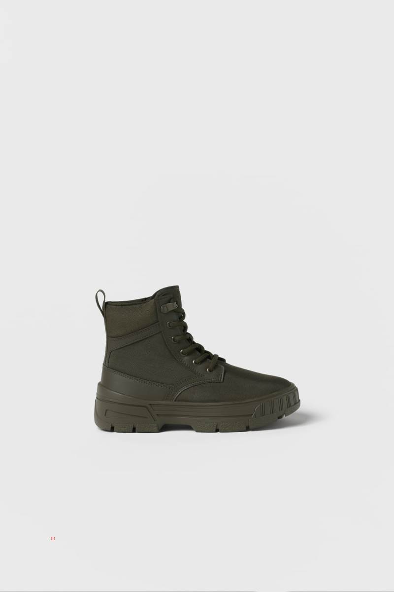 ZARA TECHNICAL BOOT Stridsstövlar Pojke Khaki Gröna | NIKOW-5621