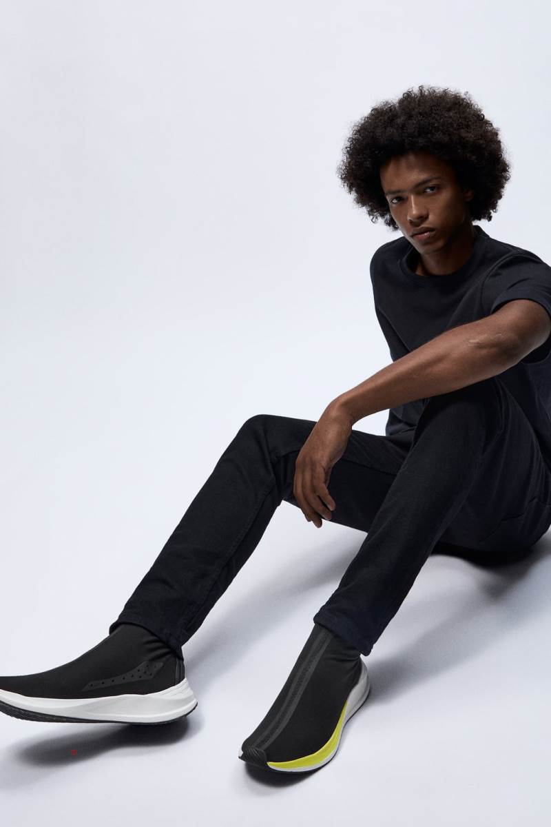 ZARA TECHNICAL FABRIC HIGH-TOP Sneakers Herr Svarta | FLXWN-7461