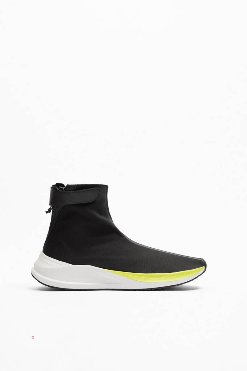 ZARA TECHNICAL FABRIC HIGH-TOP Sneakers Herr Svarta | FLXWN-7461