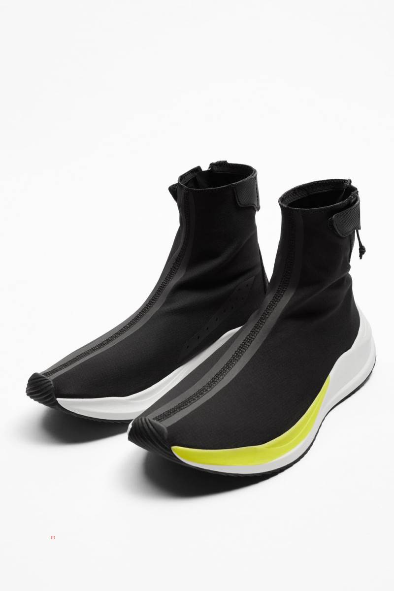 ZARA TECHNICAL FABRIC HIGH-TOP Sneakers Herr Svarta | FLXWN-7461