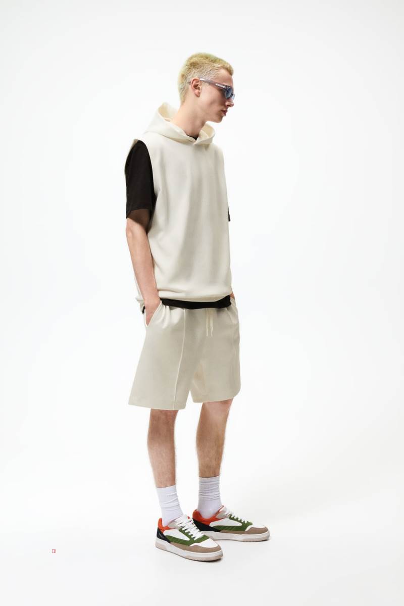 ZARA TECHNICAL Hoodie Herr Vita | JGBNW-0176