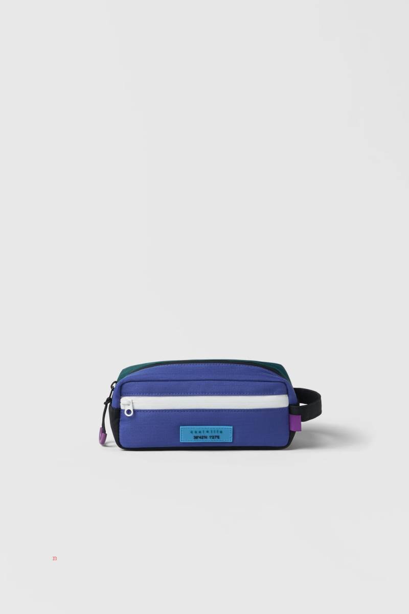ZARA TECHNICAL PENCIL CASE Handväska Tjej Blå | VNKQC-1364