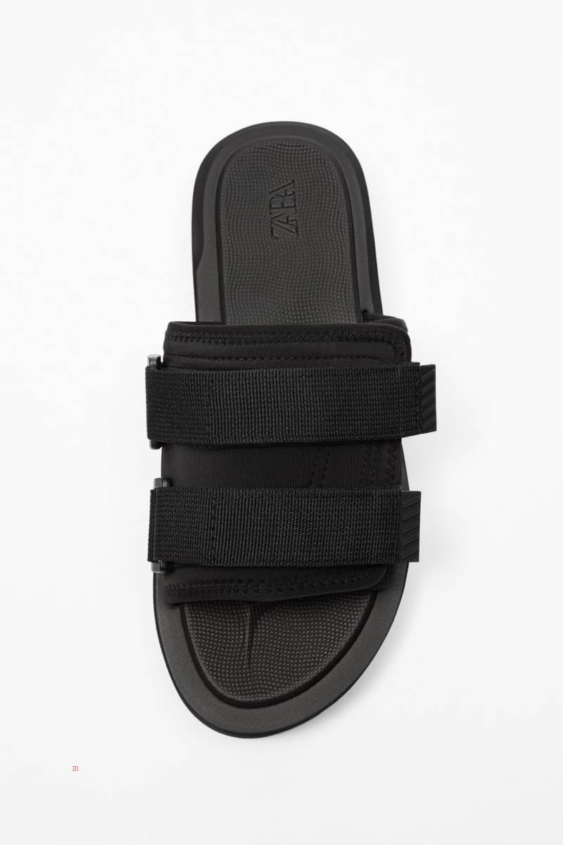 ZARA TECHNICAL SLIDERS Badtofflor Herr Svarta | YULBN-7362