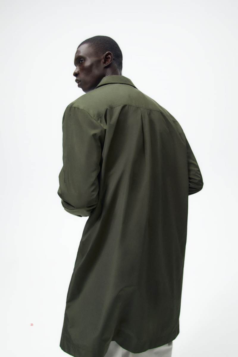 ZARA TECHNICAL TRENCH Rockar Herr Khaki | YKPUT-7215
