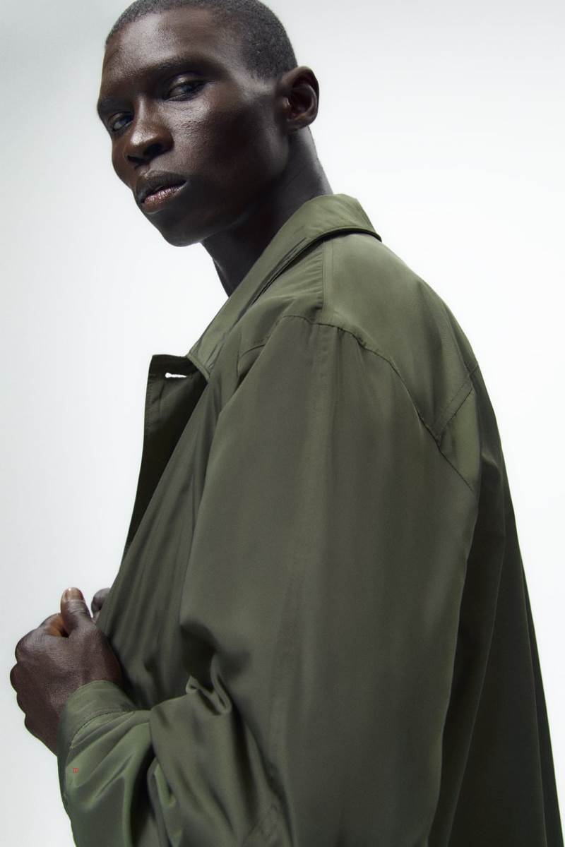 ZARA TECHNICAL TRENCH Rockar Herr Khaki | YKPUT-7215