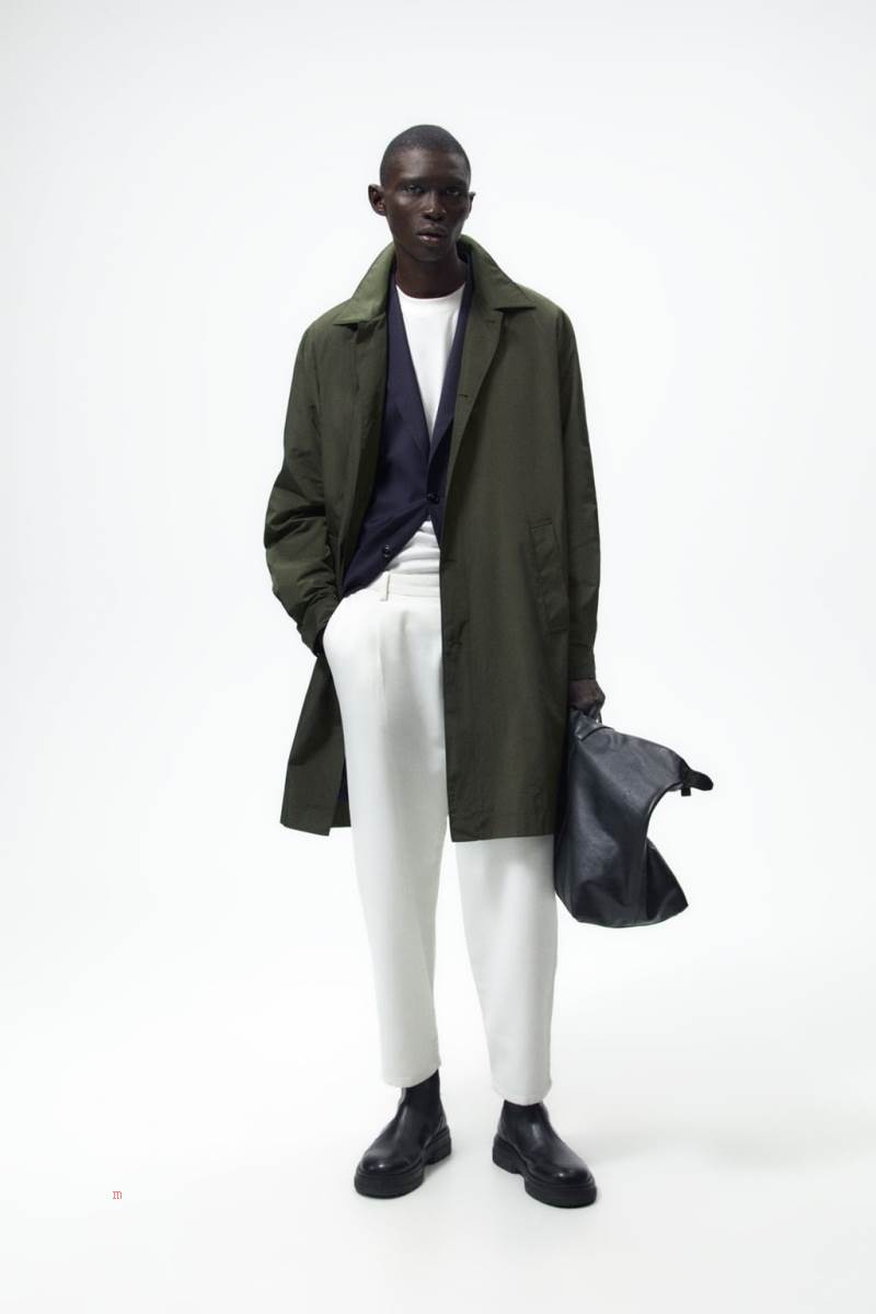 ZARA TECHNICAL TRENCH Rockar Herr Khaki | YKPUT-7215