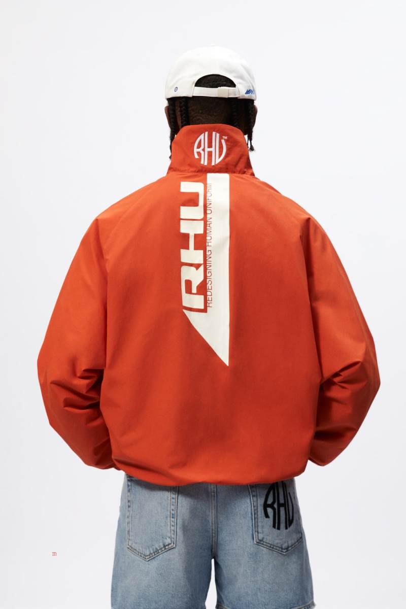ZARA TECHNICAL X RHUIGI Sweatshirt Herr Orange | WRXEL-2587