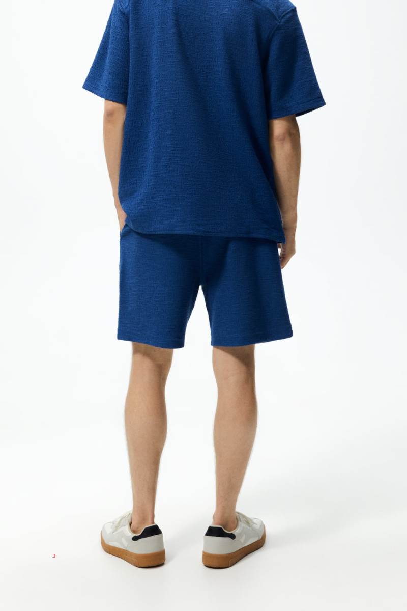 ZARA TEXTURED BERMUDA Shorts Herr Blå | PZKEW-3540