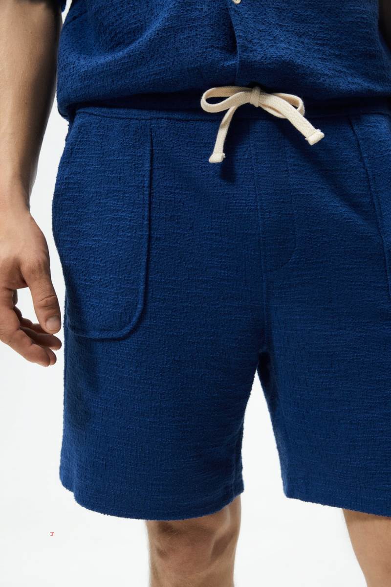 ZARA TEXTURED BERMUDA Shorts Herr Blå | PZKEW-3540