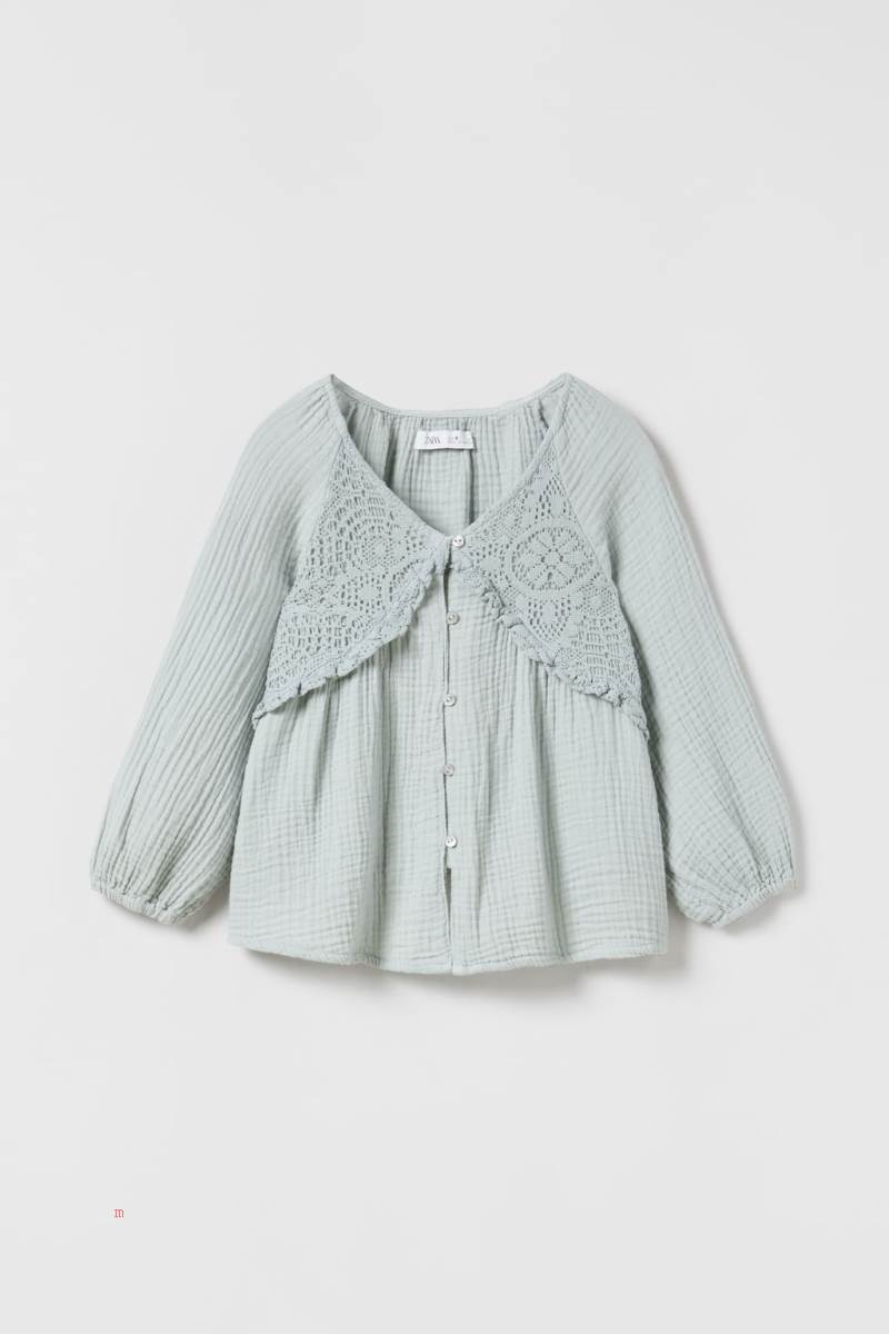 ZARA TEXTURED BLOND LACE Blusar Tjej Ljusturkos | DRINS-3658