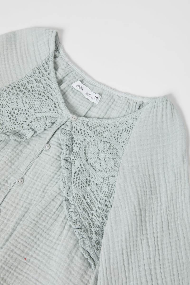 ZARA TEXTURED BLOND LACE Blusar Tjej Ljusturkos | DRINS-3658