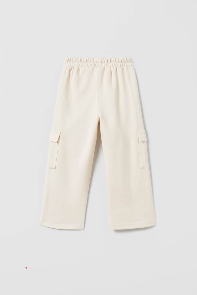 ZARA TEXTURED CARGO Byxor Tjej Grå Vita | FLZAX-8241