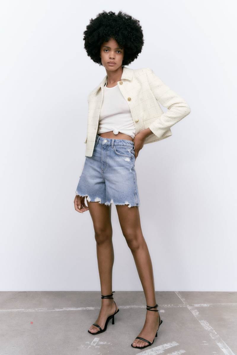 ZARA TEXTURED CHECK Blazers Dam Beige | OLTYS-9721