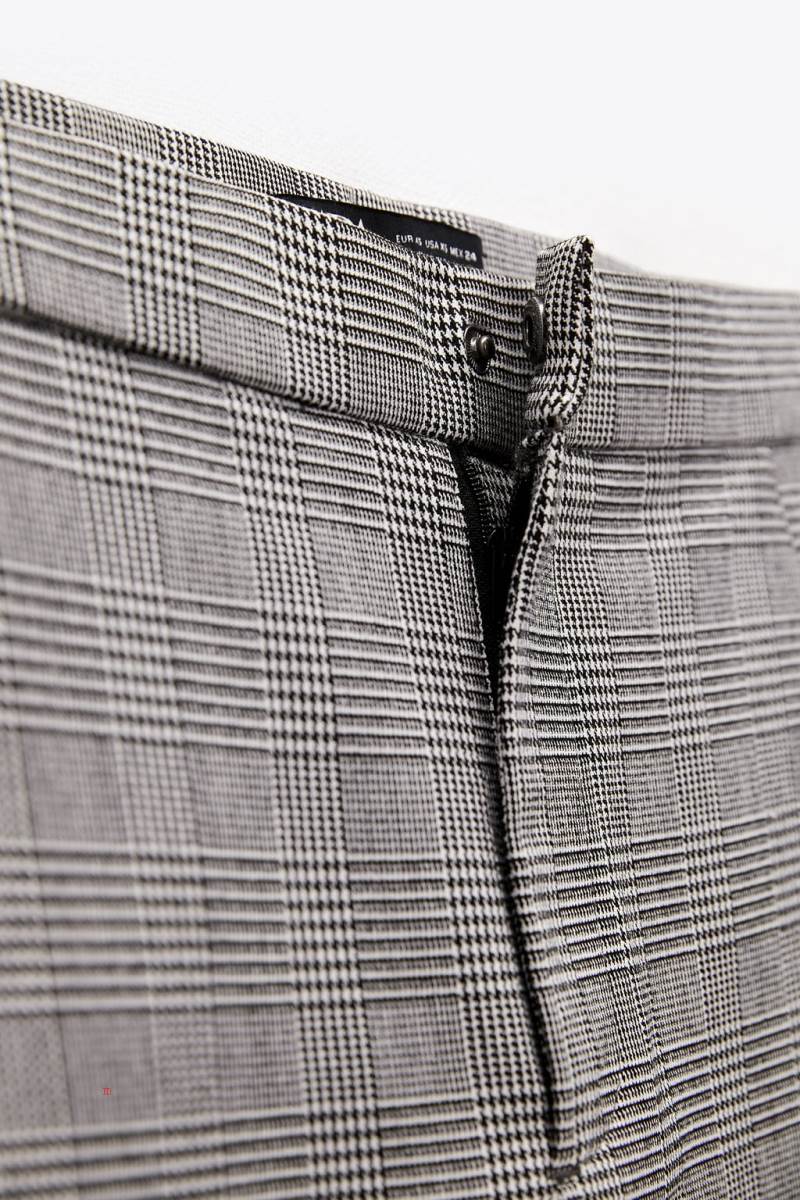 ZARA TEXTURED CHECK Leggings Dam Svarta Vita | DFAGO-8015