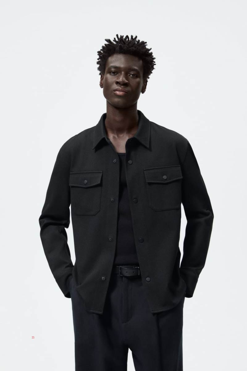 ZARA TEXTURED COMFORT Övertröja Herr Svarta | WAHDG-2183