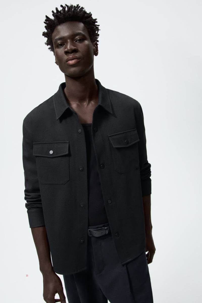 ZARA TEXTURED COMFORT Övertröja Herr Svarta | WAHDG-2183