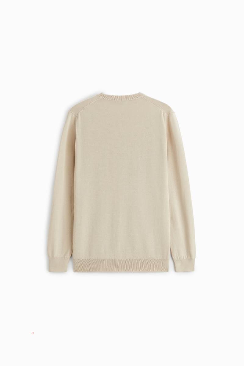 ZARA TEXTURED COTTON Tröjor Herr Beige | MHBTU-7591