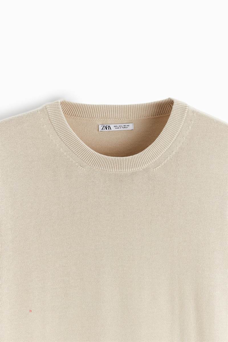 ZARA TEXTURED COTTON Tröjor Herr Beige | MHBTU-7591