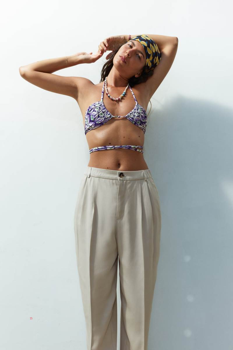 ZARA TEXTURED CROPPED Byxor Dam Grå | NCRGI-3920