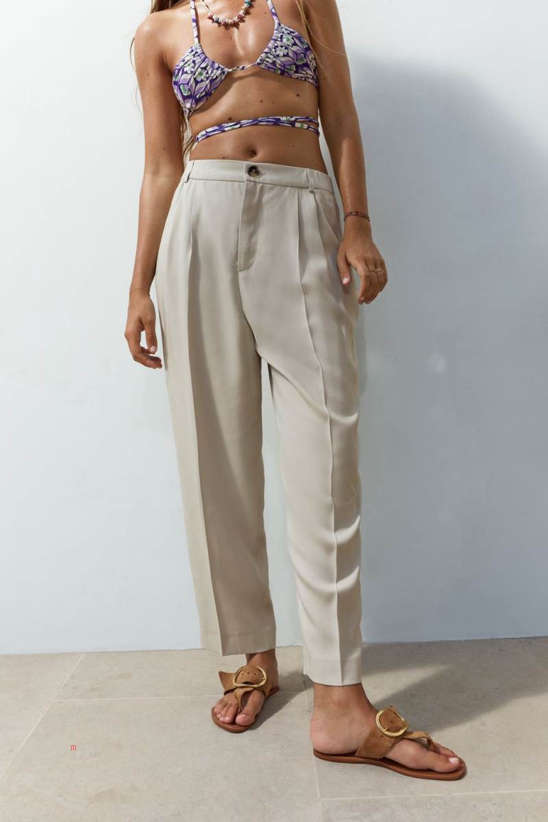 ZARA TEXTURED CROPPED Byxor Dam Grå | NCRGI-3920