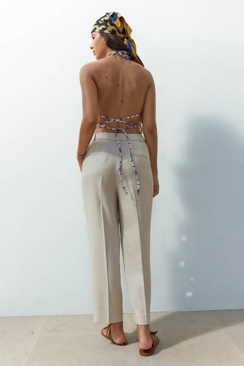 ZARA TEXTURED CROPPED Byxor Dam Grå | NCRGI-3920