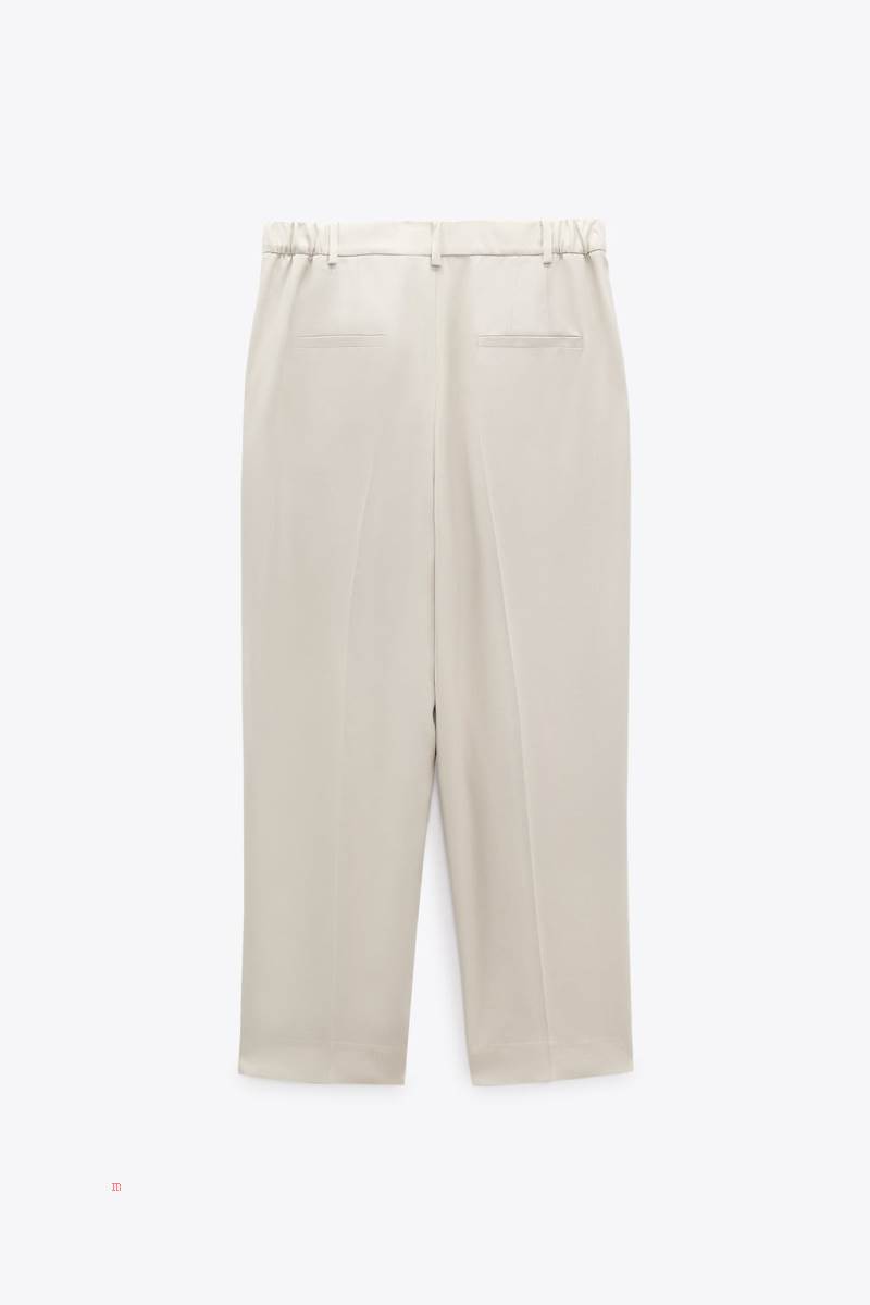 ZARA TEXTURED CROPPED Byxor Dam Grå | NCRGI-3920