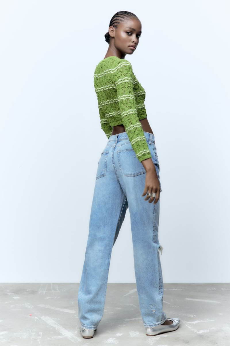 ZARA TEXTURED CROPPED KNIT Tröjor Dam Ljusgröna | AFYQJ-9426