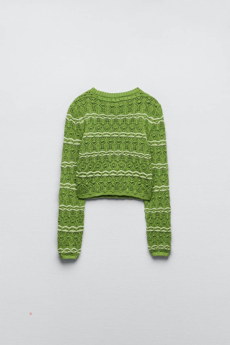 ZARA TEXTURED CROPPED KNIT Tröjor Dam Ljusgröna | AFYQJ-9426