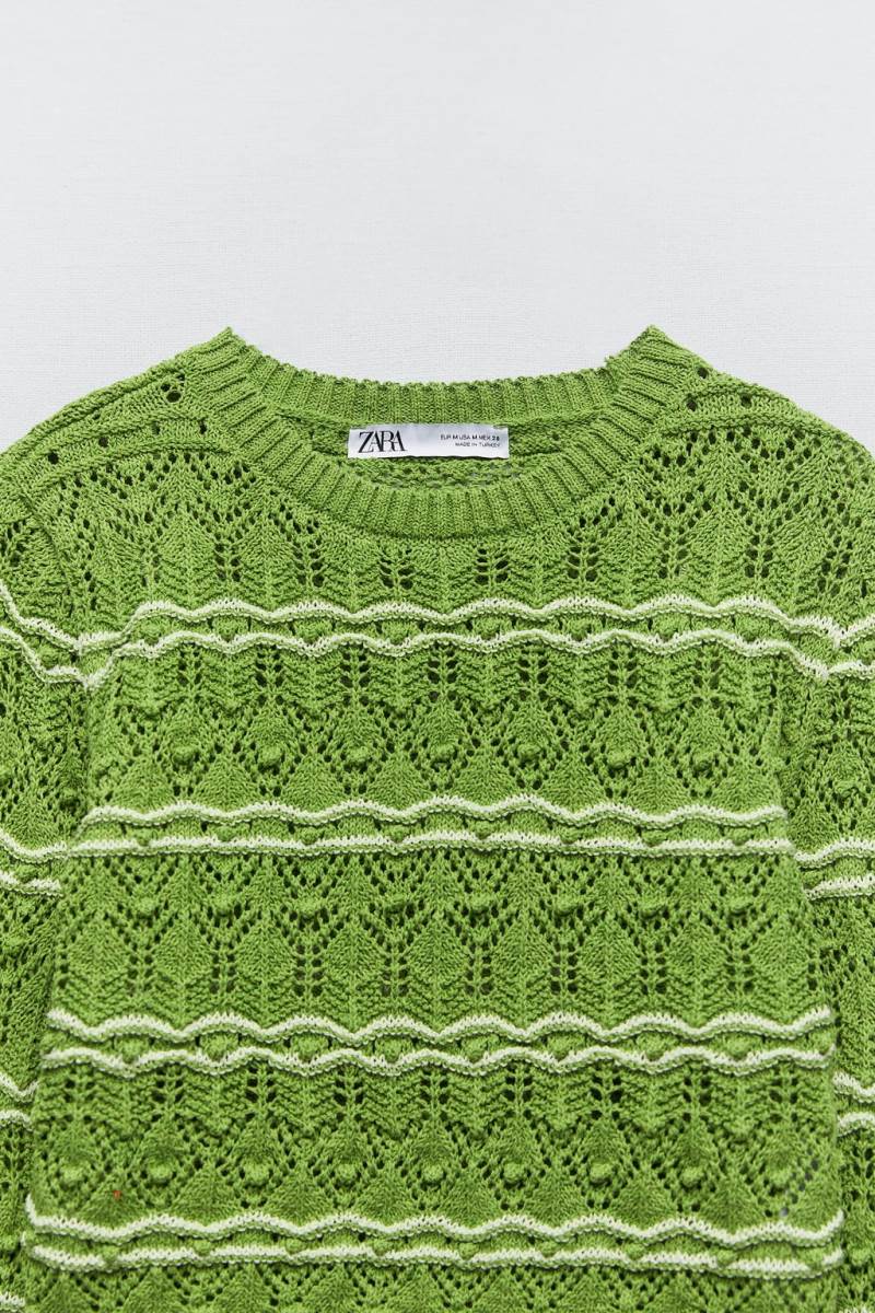 ZARA TEXTURED CROPPED KNIT Tröjor Dam Ljusgröna | AFYQJ-9426