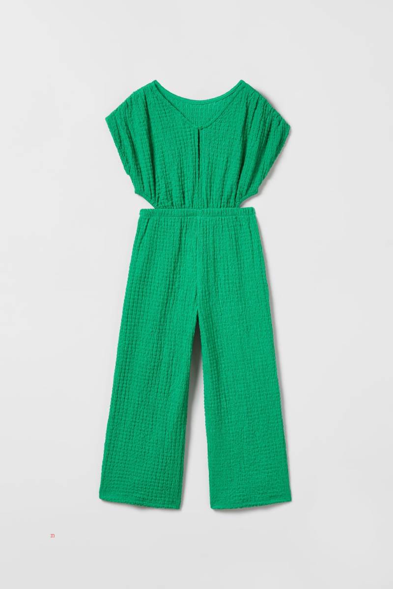 ZARA TEXTURED CUT-OUT Jumpsuit Tjej Gröna | CSQZV-8206