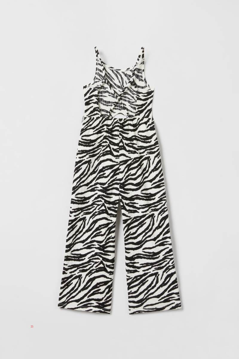 ZARA TEXTURED CUT-OUT WITH ANIMAL PRINT Jumpsuit Tjej Svarta Vita | FOKJE-0726