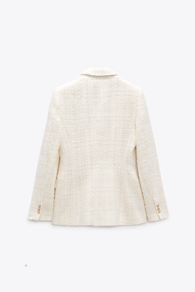 ZARA TEXTURED DOUBLE-BREASTED Blazers Dam Grå Vita | ITMNZ-3602