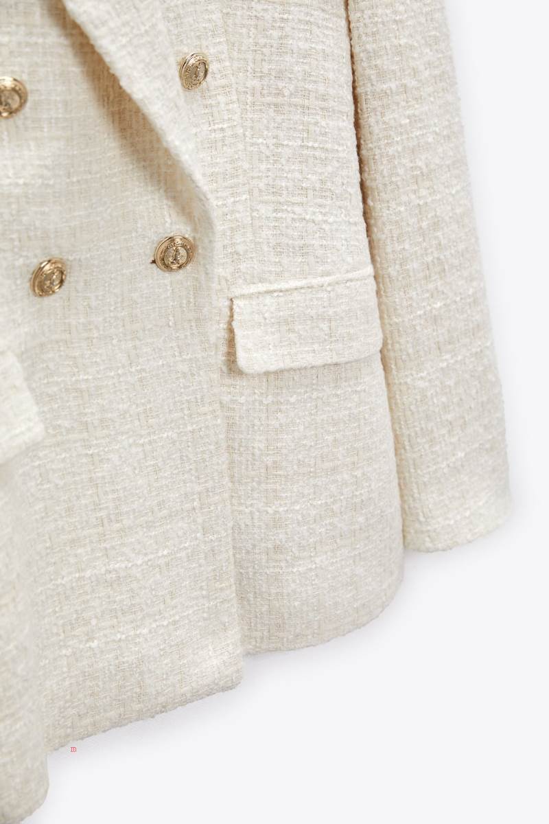 ZARA TEXTURED DOUBLE-BREASTED Blazers Dam Grå Vita | ITMNZ-3602