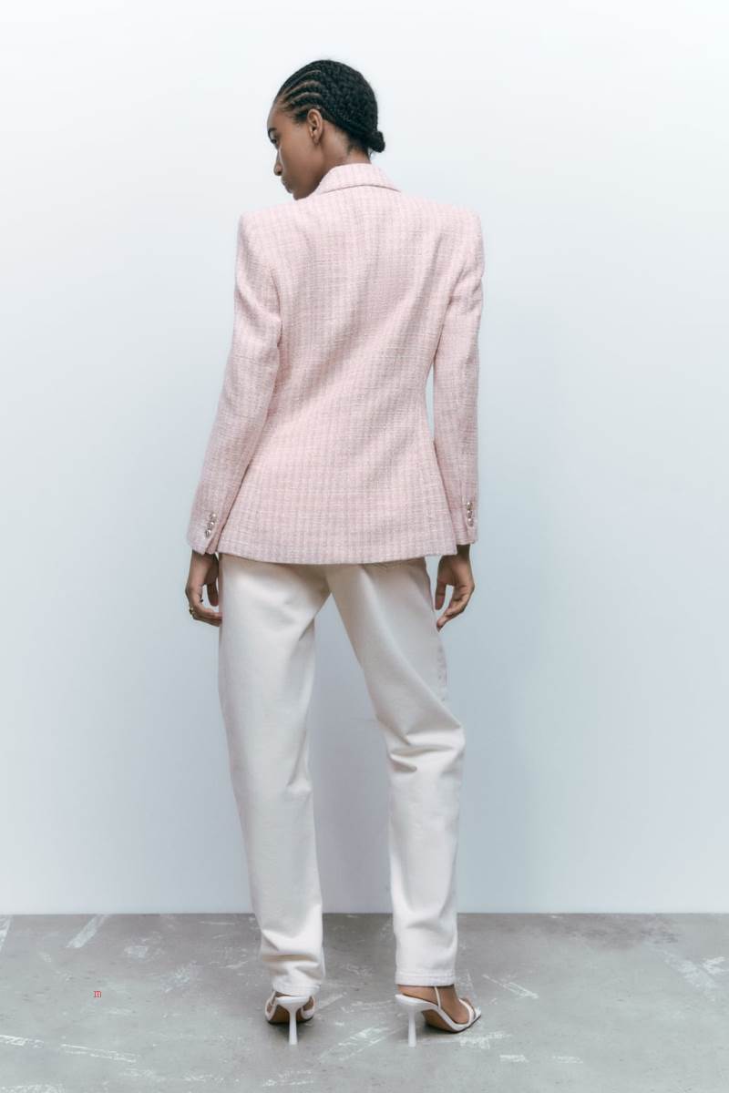 ZARA TEXTURED DOUBLE-BREASTED Blazers Dam Rosa Vita | MBQGZ-7105